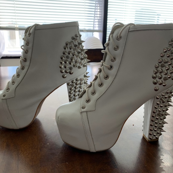 Jeffrey Campbell Spike White Leather Lita Booties - Picture 4 of 8
